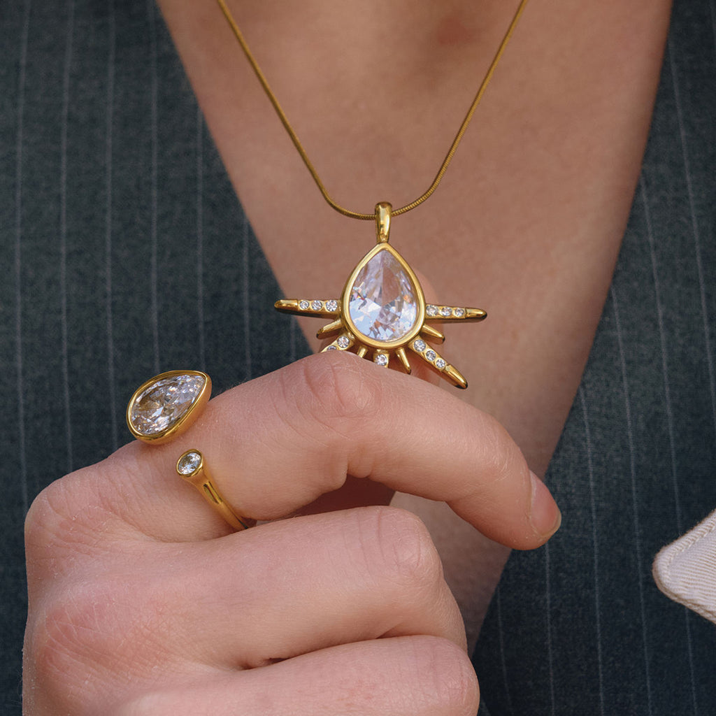 Teardrop Layered Necklace - Set Of 2