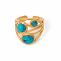 Triple Turquoise Stone Gold Ring