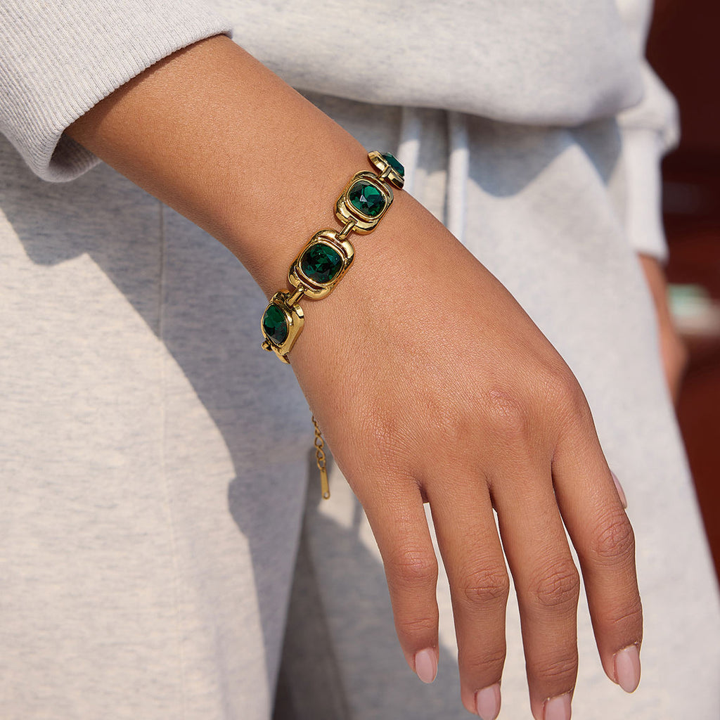 Vintage Green Glass Bracelet