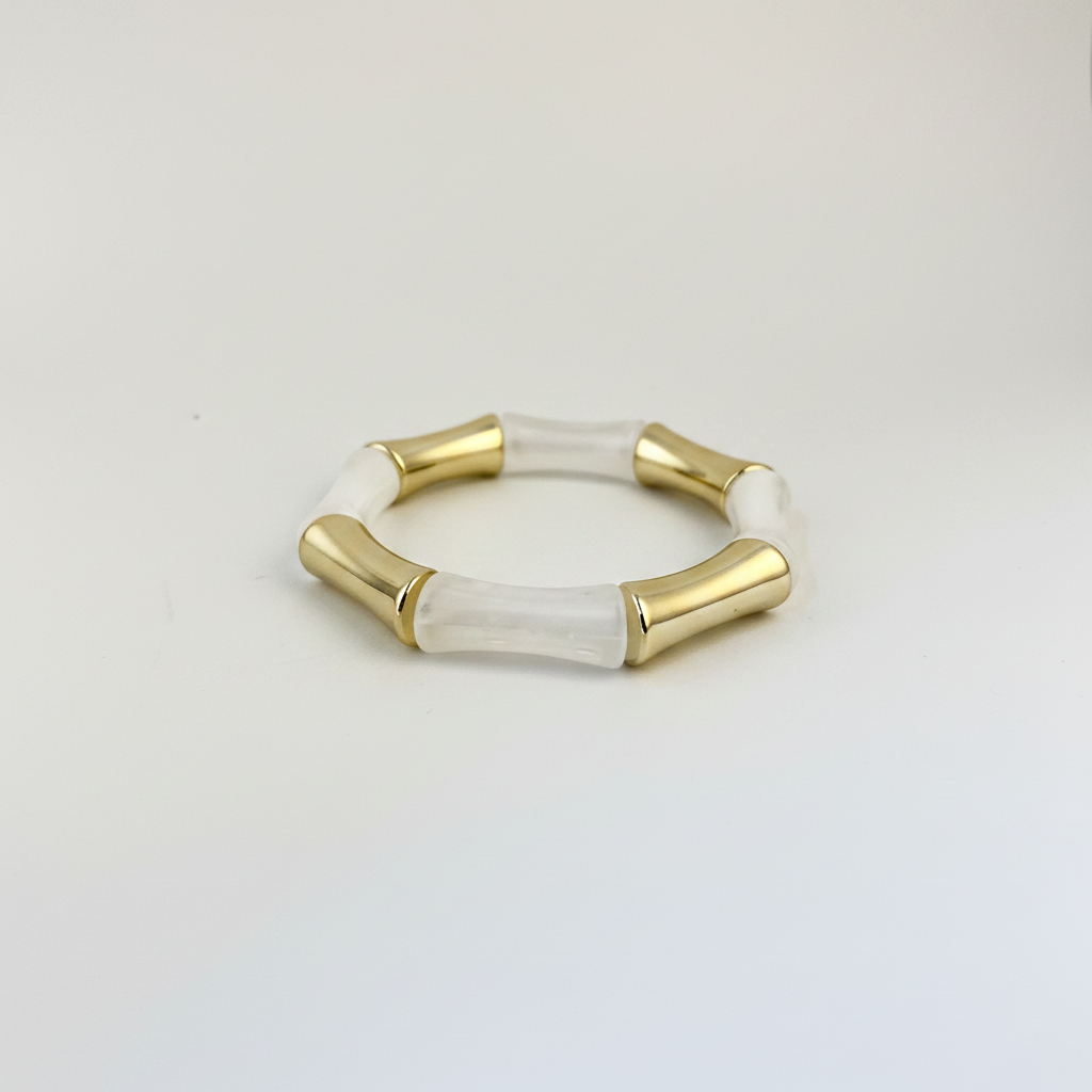 White & Gold Bamboo Bracelet
