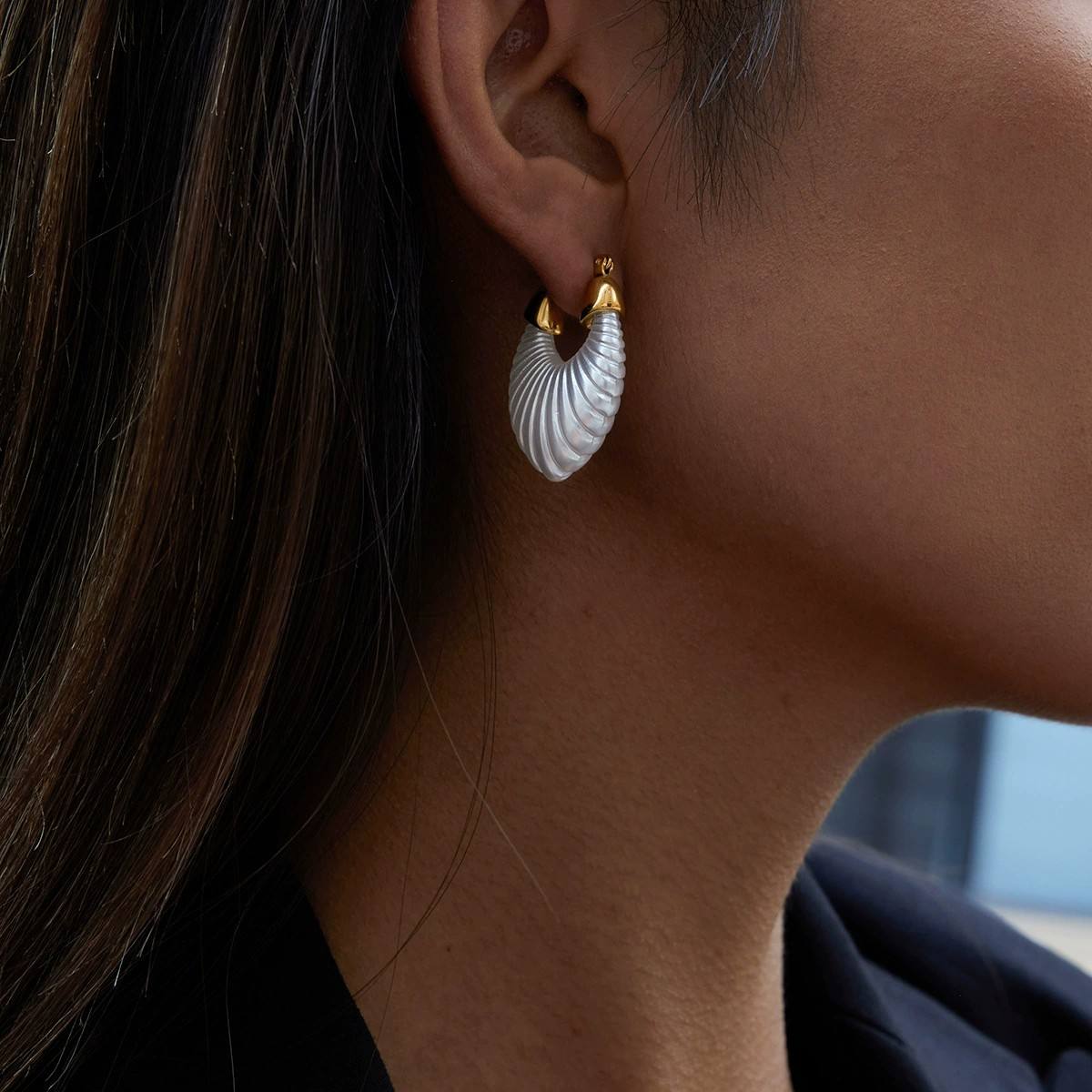 Ivory Shell Hoops